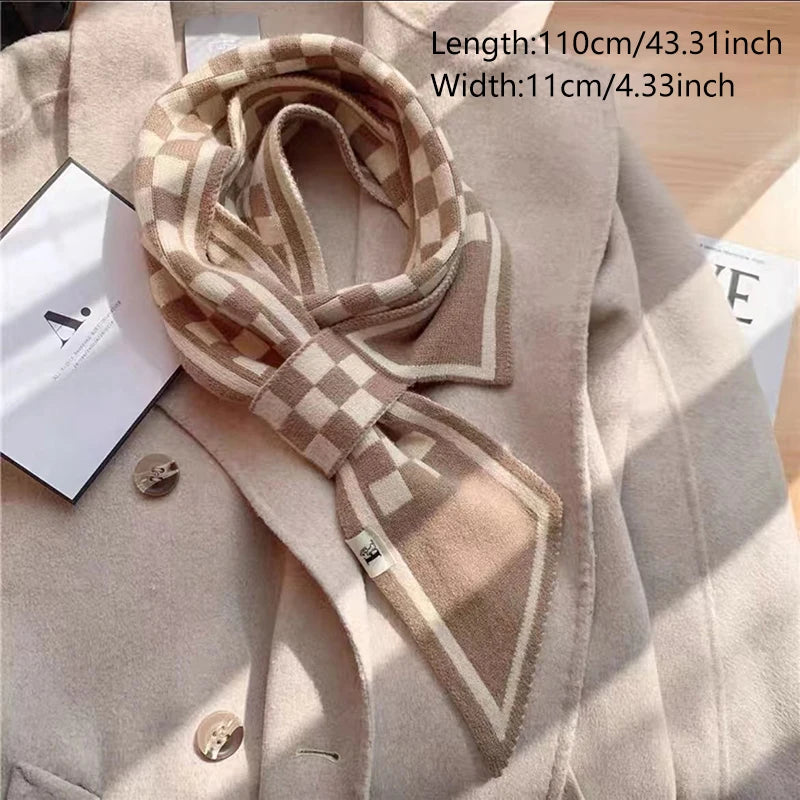 Elegant Winter Scarf for Women – Cross Tie Fake Collar Neck Warmer with Geometric Design – Windproof Neck Protection