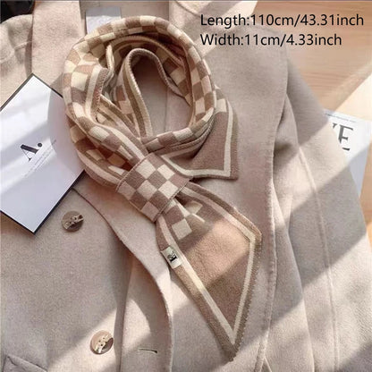 Elegant Winter Scarf for Women – Cross Tie Fake Collar Neck Warmer with Geometric Design – Windproof Neck Protection