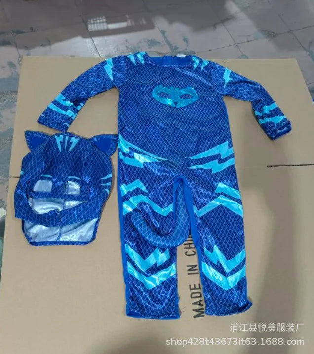 Kids Blue Pajama Hero Costume with Mask — Anime Cosplay Outfit for Boys & Girls