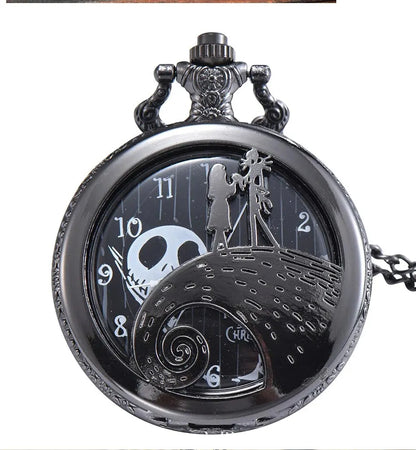 Fashion Skeleton Quartz Pocket Watch with Chain Necklace - Vintage Pendant Clock for Men & Women