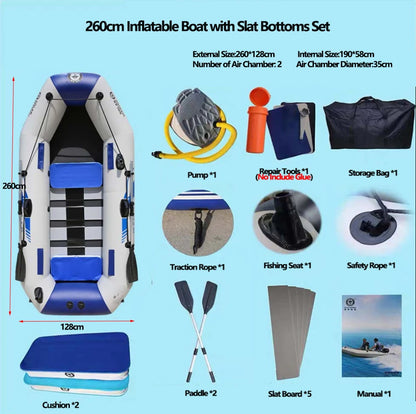 PVC 3-Layer Inflatable Boat – Wear-Resistant Fishing Kayak for 2-6 Persons, Rowing Canoe & Sports Boat