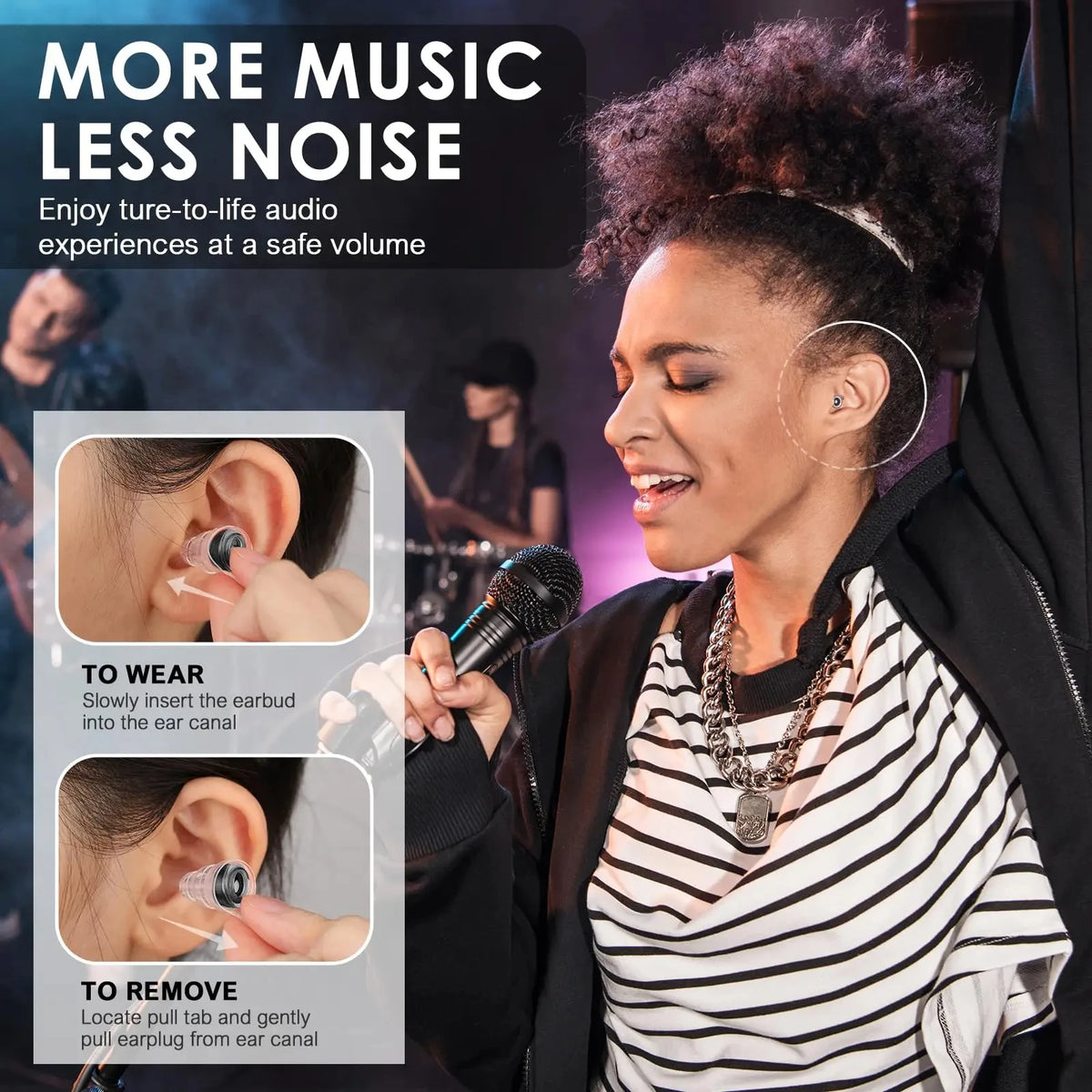 High-Fidelity Silicone Earplugs with Storage Case - Reusable Noise-Reducing Ear Plugs for Concerts, Musicians, Motorcycles, and Sound Sensitivity