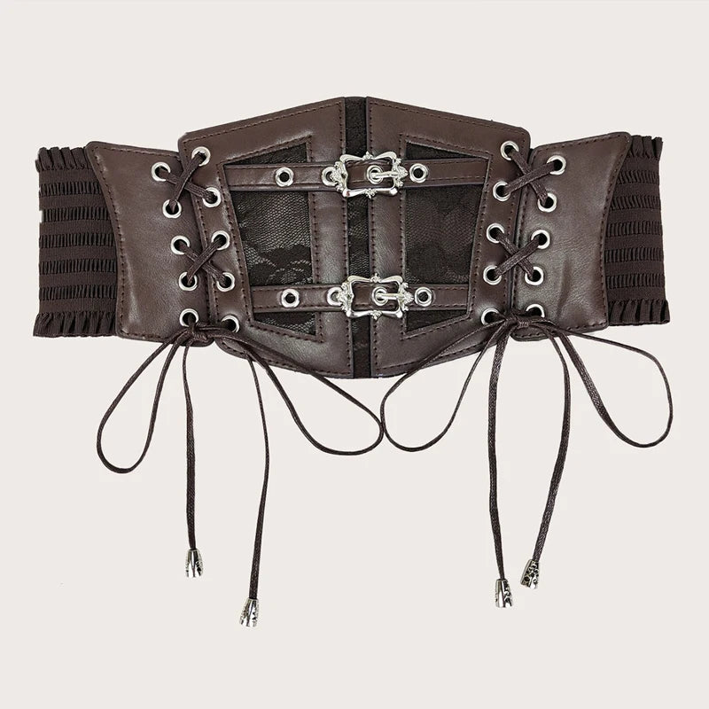 Plus Size Lace Corset Belt - Women's Elastic Stretch Goth Punk Waistband for Dresses & Outfits