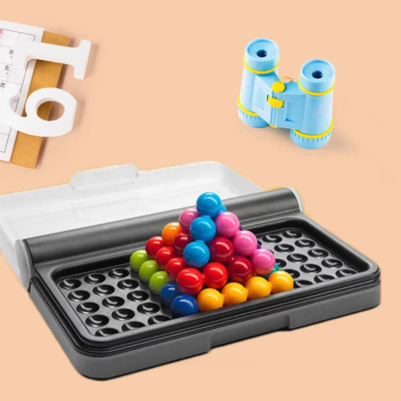 120 Challenges 3D IQ Puzzle Game – Classic Pyramid Logic Board for Kids, Montessori Bead Brain Teaser