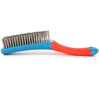 Heavy Duty Stainless Steel Wire Brush with Plastic Handle – Rust, Welding Slag, Dirt & Paint Remover