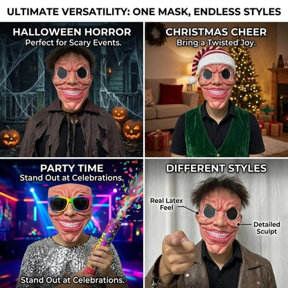 Scary Smile Half Face Mask - Creepy Black Hole Horror Halloween Cosplay Costume