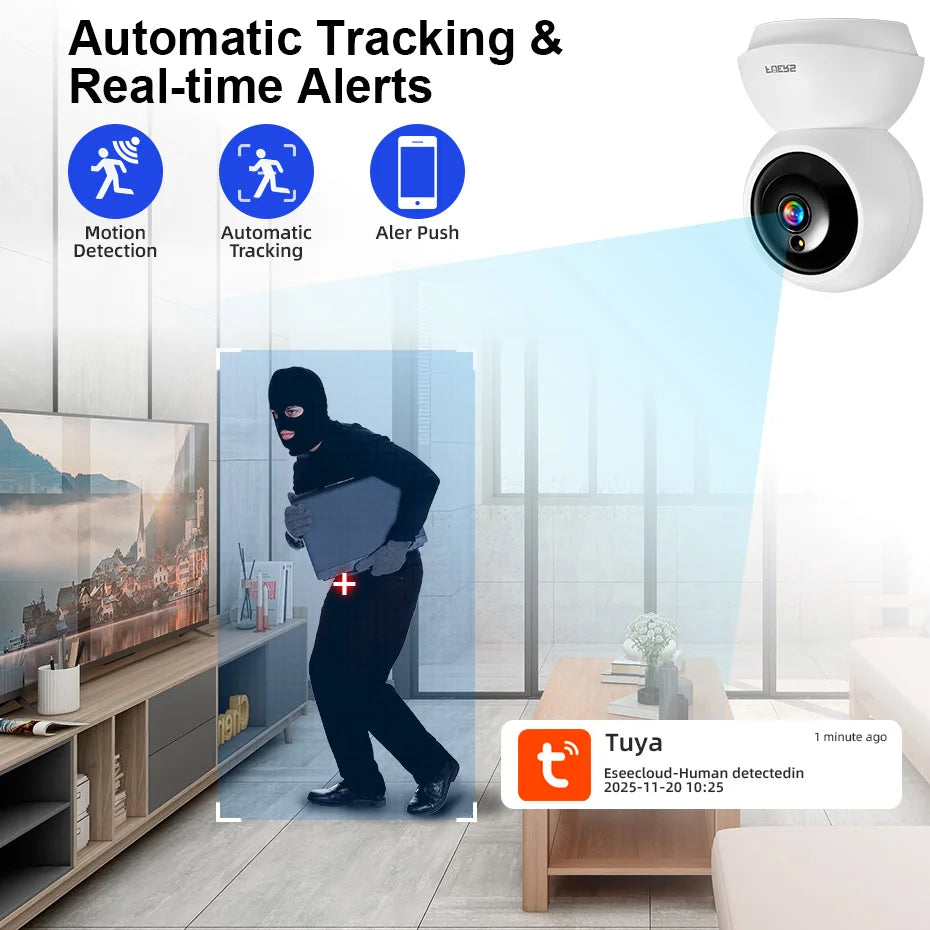 FUERS 5MP HD WiFi Indoor Security Camera – Baby & Pet Monitor with Motion Detection, Tuya Smart Home & Alexa Compatibility