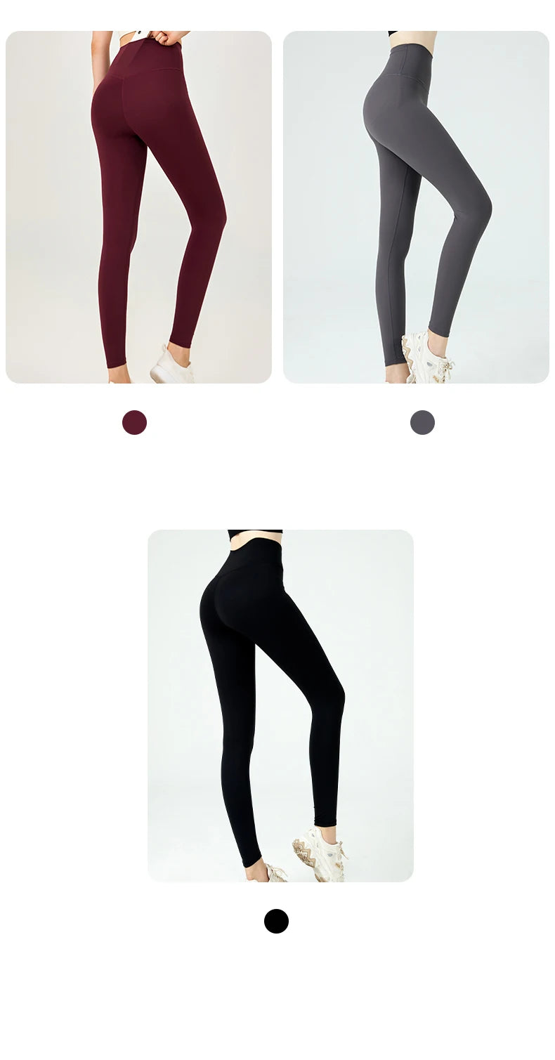 Naked Feel Butt-Lifting Yoga Leggings for Women – High Waist Sports Tights with Hidden Waist Pockets, Gym Fitness Wear