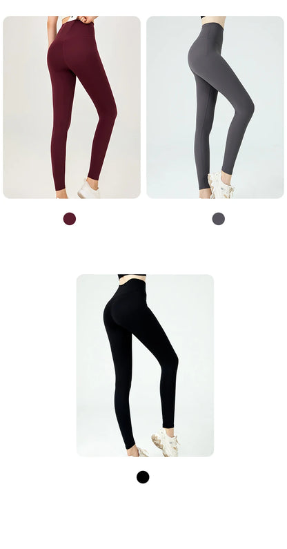Naked Feel Butt-Lifting Yoga Leggings for Women – High Waist Sports Tights with Hidden Waist Pockets, Gym Fitness Wear