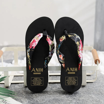 Women’s Summer EVA Slippers - Bohemian Satin Ribbon Flip Flops Casual Beach Sandals for Ladies