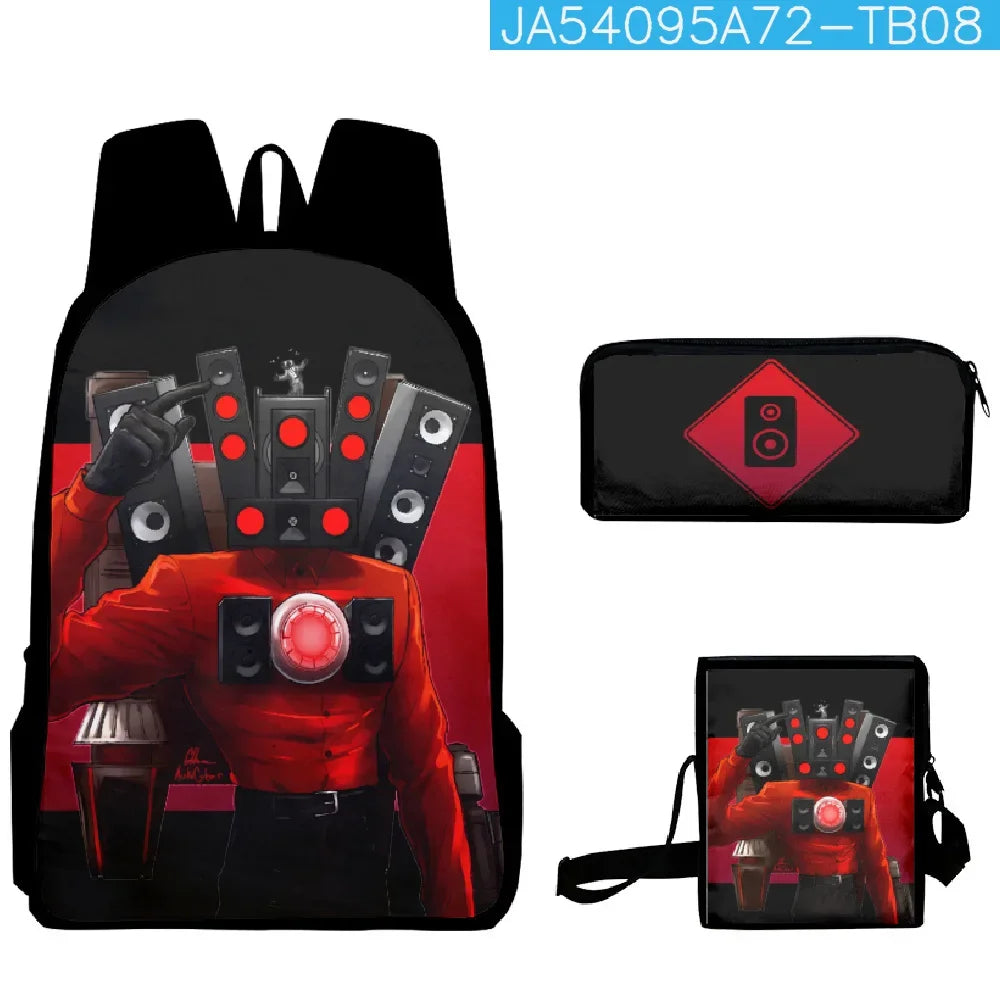 Skibidi Toilet School Backpack for Kids - Primary and Secondary Students Shoulder Bag with Pencil Case