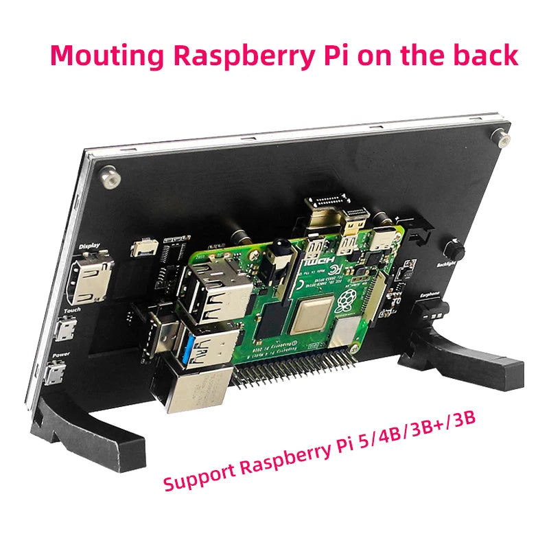 7 Inch Portable IPS Touch Screen Display – 1024x600 Monitor with Optional Speakers for Raspberry Pi 5/4B/3B+, Laptop, PC