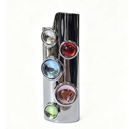 Metal Cowboy Boot Lighter Case - Cute Cat Eye Rhinestone Embroidered Zinc Alloy BIC J6 Sleeve Cover