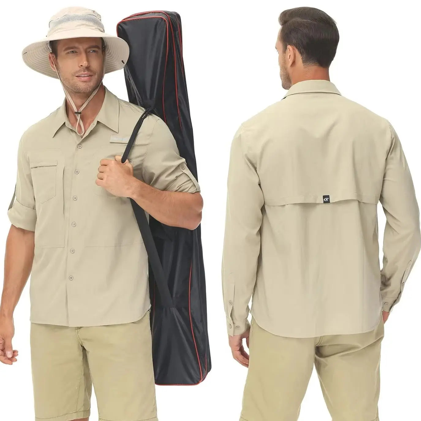 Men's UPF 50+ Fishing Shirt – Lightweight Long Sleeve Sun Protection Shirt with Breathable Mesh Back