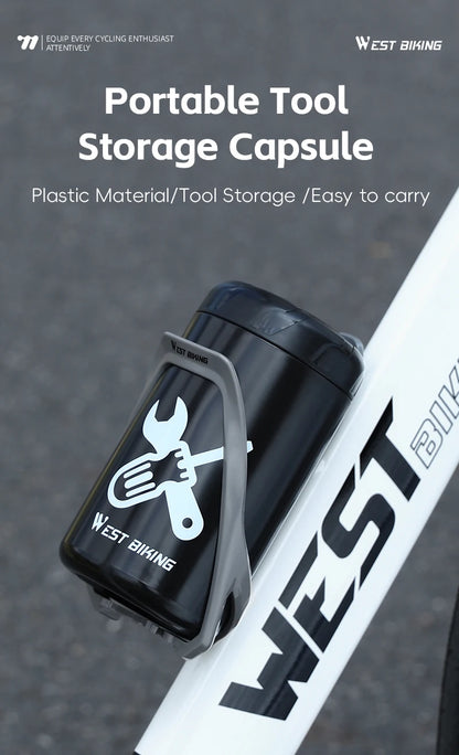 WEST BIKING Bicycle Repair Tool Capsule – Portable Waterproof Toolkit with Bottle Cage for MTB & Road Bikes