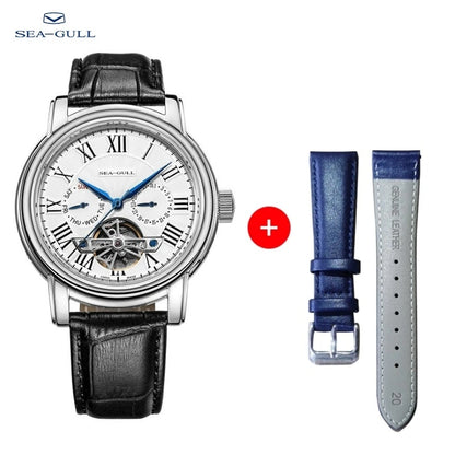 Seagull Men’s Automatic Mechanical Watch - Multi-Function Hollow Flywheel Business Wristwatch