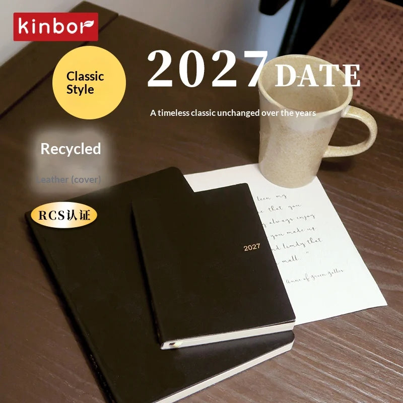 Kinbor 2027 A5/A6 Planner Notebook - Full-Year Daily Journal & Monthly Agenda for Time Management