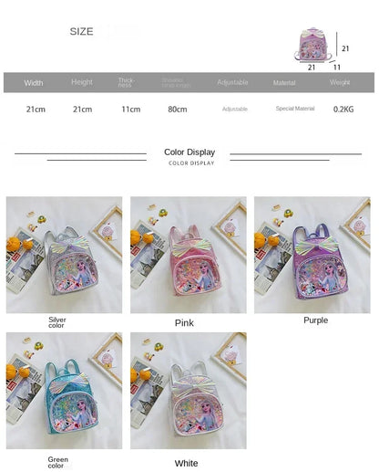 Disney Frozen Elsa & Anna Sequin Backpack - Glitter PU Leather School Bag for Girls, Kawaii Travel Backpack & Christmas Gift