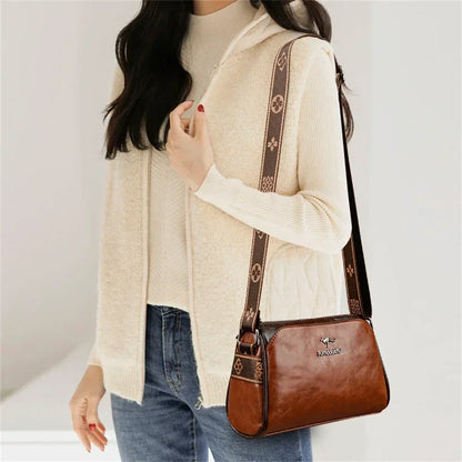 Women’s Soft Leather Shoulder Bag – Luxury Designer Vintage Crossbody & Messenger Handbag