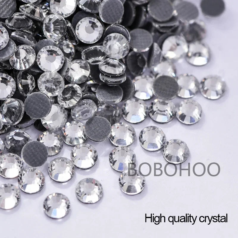 Bobohoo HotFix Crystal Rhinestones SS6-SS30 – Glitter Iron-On Strass Gems for Clothing, Dresses & DIY Crafts