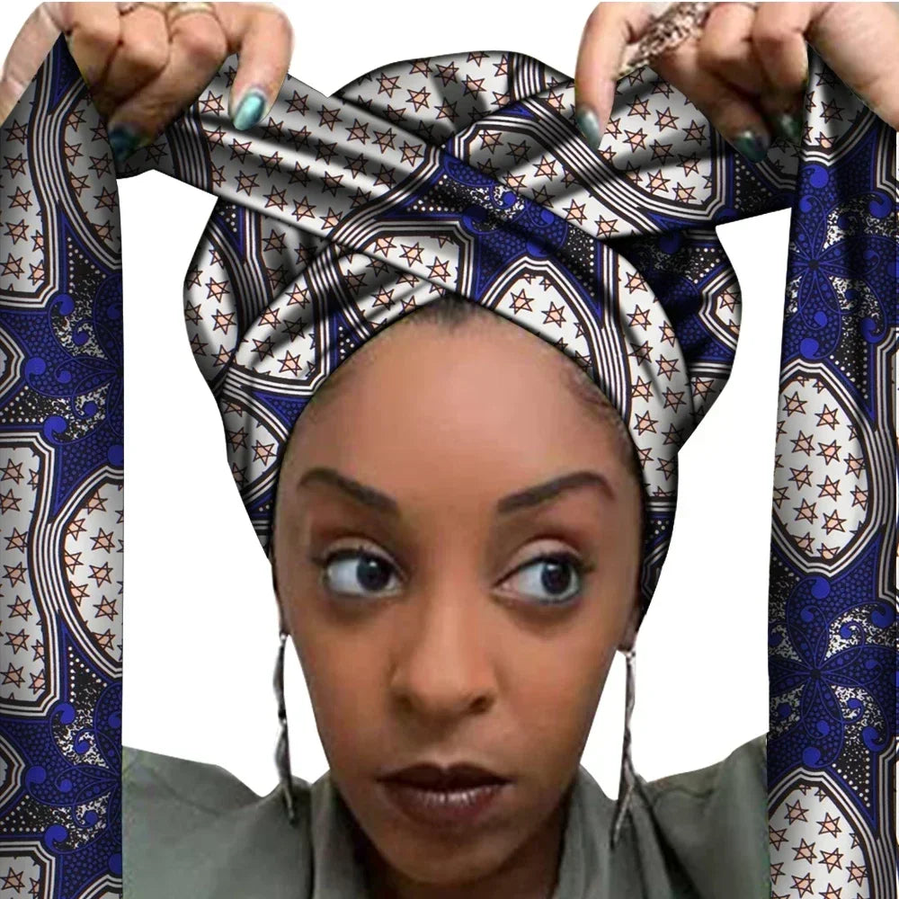 African Print Bonnet with Long Ribbon - Large Size Ankara Hair Wrap Cap for Women, Single Layer Head Cover