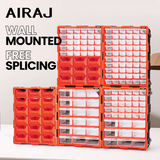 AIRAJ 18in Plastic Drawer Storage Cabinet – 18/39/60 Drawer Organizer for Garage, Beads, LEGO, and Makeup Storage