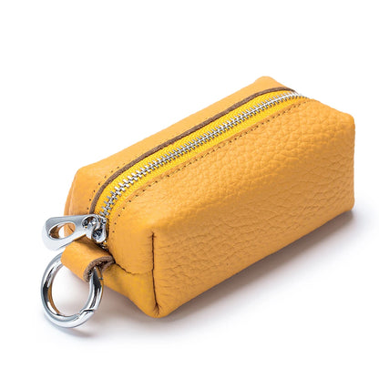 Genuine Leather Key Holder Wallet – Mini Car Key Organizer & Coin Purse with Double Keychains for Men & Women 🔑👜