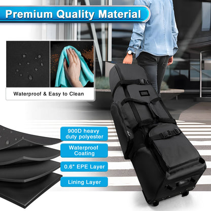 Heavy Duty Golf Travel Bag – 900D Polyester Oxford, Wear-Resistant, Foldable Soft-Sided Case with Zipper & Wheels