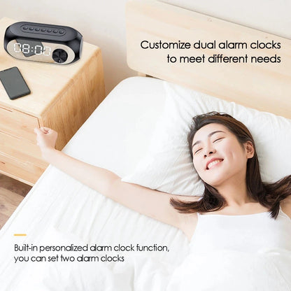 Bluetooth Alarm Clock Speaker - Portable FM Radio Wireless Music Speaker with Subwoofer