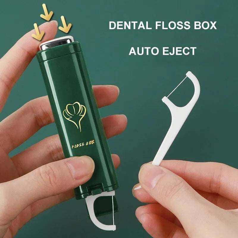 Portable Small Floss Storage Box - Automatic Pop-Up Dental Floss Case, Easy Carry and Use