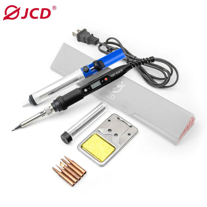 JCD Electric Soldering Iron - 60W/80W Adjustable Temperature Digital Display Welding Repair Tool Kit