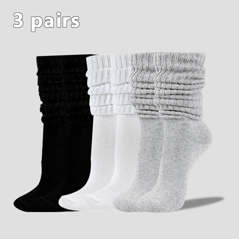 Women’s White Mid-Calf Socks - 3 Pairs Comfortable Breathable Basic Fashion Socks