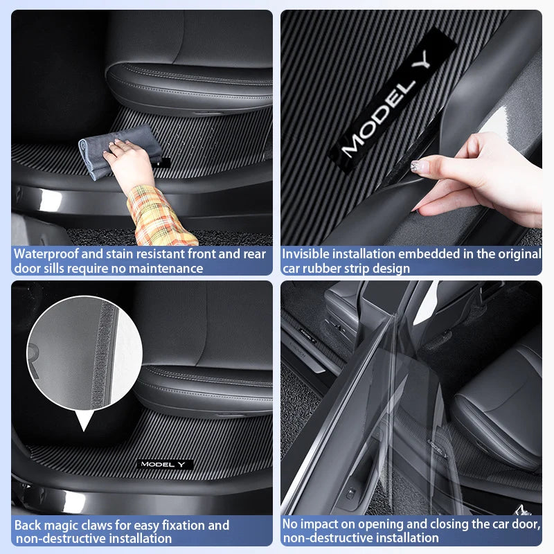 Tesla Model YL and Model Y Juniper 2025 Door Sill Guards – ABS Front and Rear Inner Threshold Protector Trim Plates
