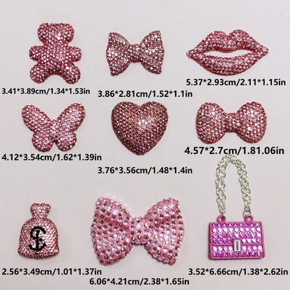 43PCS Luxury Charm Set — Diamond Bow, Perfume Bottle, Butterfly & Lip Decorations for Phone Case, Purse, and DIY Crafts
