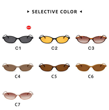 Retro Oval Frame Sunglasses — Trendy Small Frame Punk Cat Eye Sunshade Glasses, Personalized Fashion Sun Protection Eyewear
