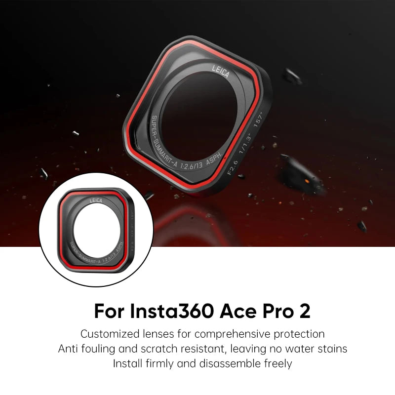 Original Insta360 Ace Pro 2 Lens Protector Cover – Anti-Fingerprint Waterproof Glass, Easy Install Leica Co-Engineered Camera Lens Guard