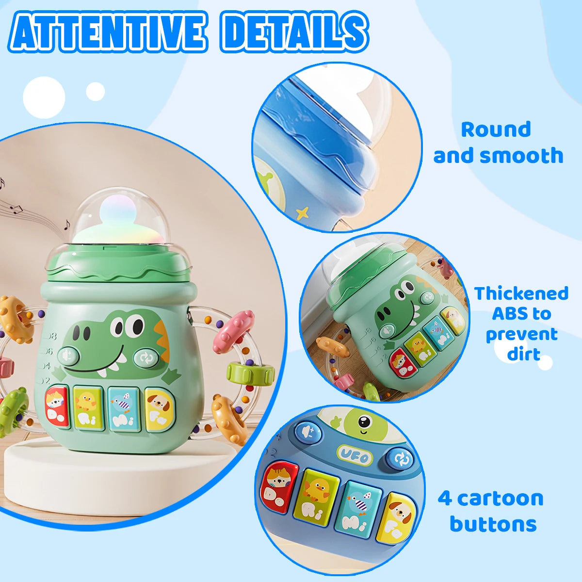 Baby Musical Teether Rattle – Soothing Vocal Music Toy with Pacifier Design for Babies 6 Months+