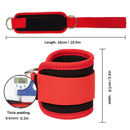 Adjustable Fitness Ankle Straps - D-Ring Support Cuffs for Gym Leg Strength Workouts - Pulley Buckle Sports Guard