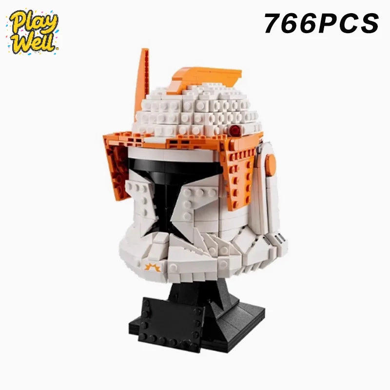 MOC Space Wars Helmet Building Blocks — Stormtrooper & Vader Fighter Model Bricks Toy, Birthday & Xmas Gift for Kids, Home Decor