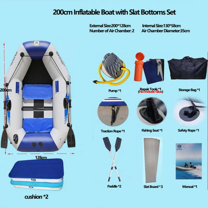 PVC 3-Layer Inflatable Boat – Wear-Resistant Fishing Kayak for 2-6 Persons, Rowing Canoe & Sports Boat