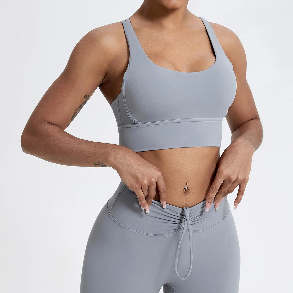 Push-Up Sports Bra for Women – Cross Back Yoga Crop Top, Shockproof Gym Fitness Bra for Running & Workout