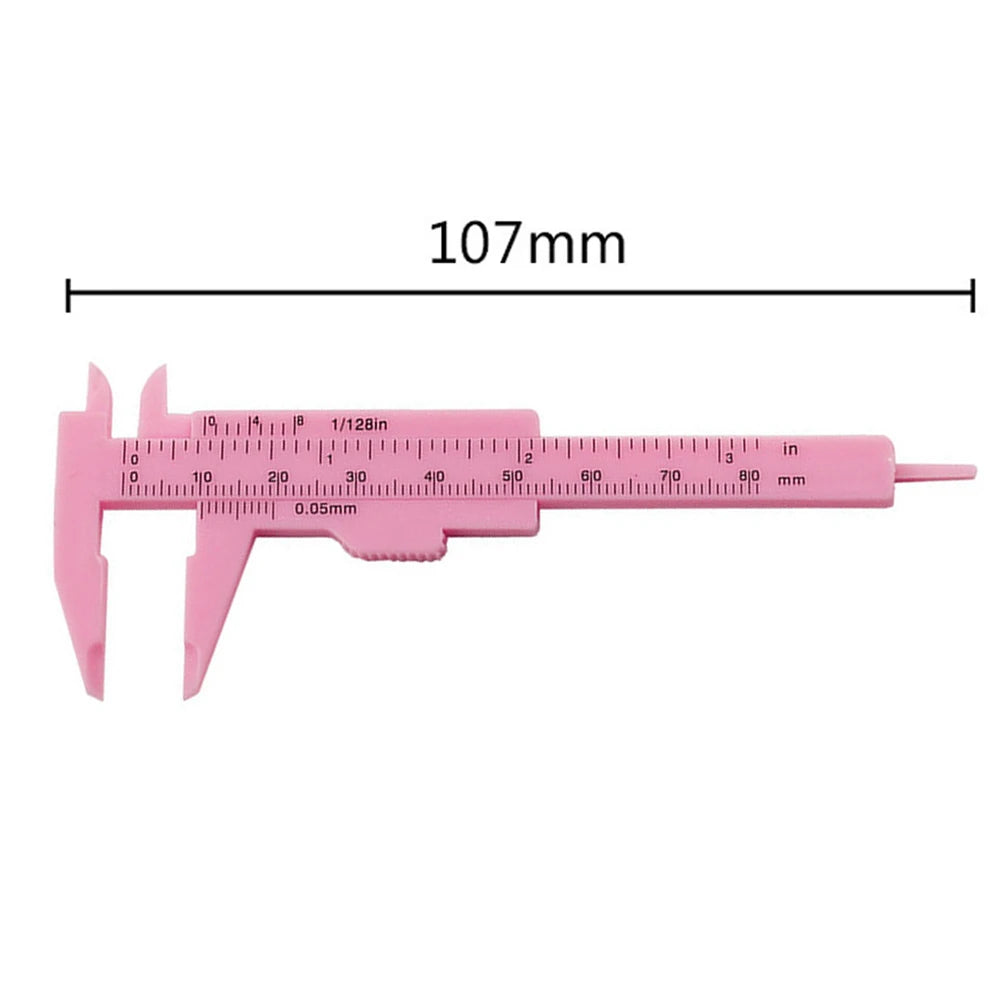 Rose Pink 0-80mm Double Scale Sliding Gauge - Permanent Makeup & Tattoo Measuring Tool for Eyebrow and Lip Lines