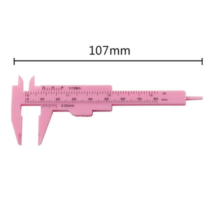 Rose Pink 0-80mm Double Scale Sliding Gauge - Permanent Makeup & Tattoo Measuring Tool for Eyebrow and Lip Lines