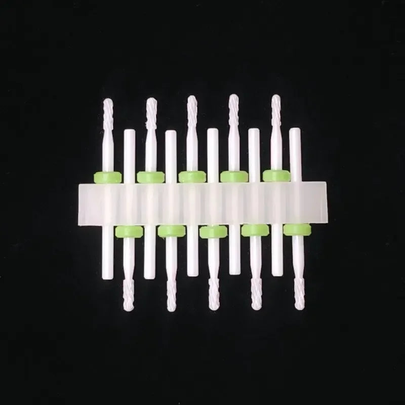 10PCS Ceramic Nail Drill Bits - Rotary Milling Cutters for Gel Polish Removal & Nail Grinding Machine Accessories