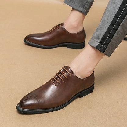 Luxury Men’s Leather Oxford Dress Shoes – High-Quality Gentleman Wedding & Office Shoes 2024