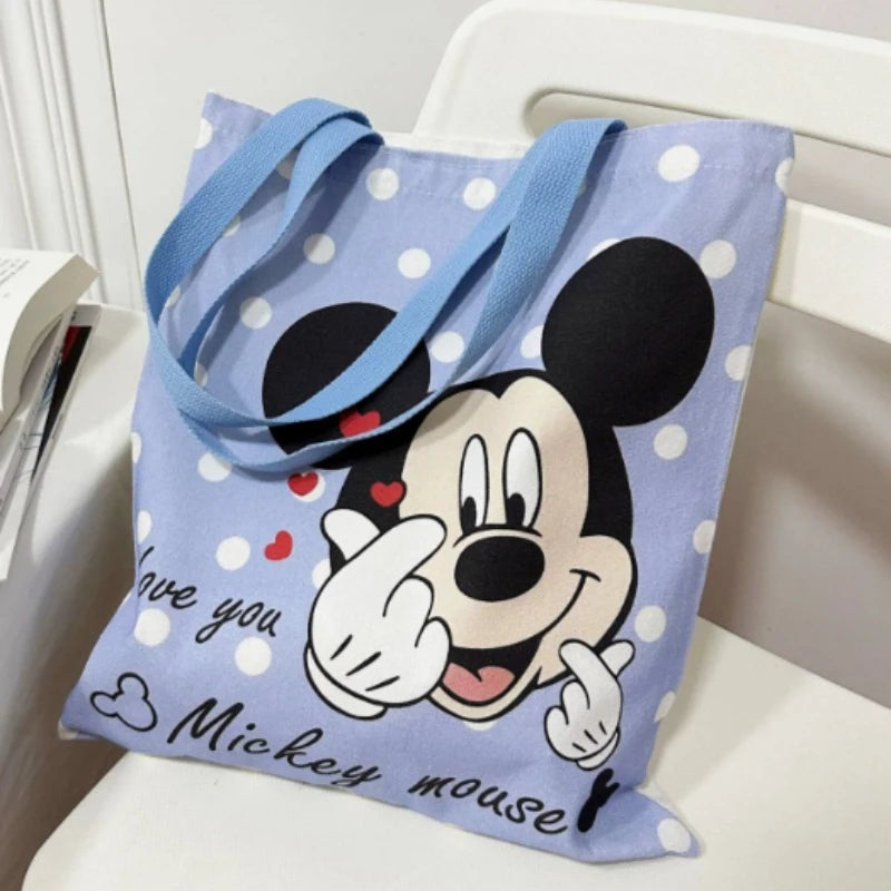 Lightweight Disney Mickey & Minnie Canvas Tote Bag – Large Capacity Durable Shoulder Bag for School, Work & Everyday Use