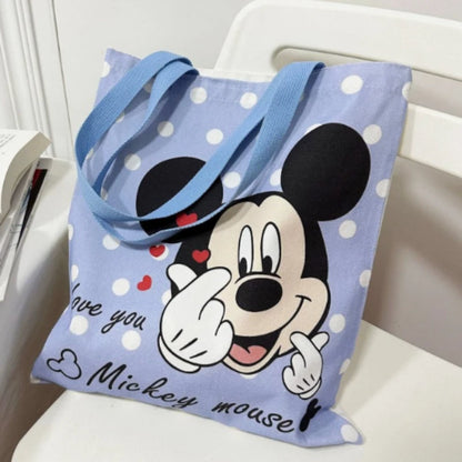 Lightweight Disney Mickey & Minnie Canvas Tote Bag – Large Capacity Durable Shoulder Bag for School, Work & Everyday Use