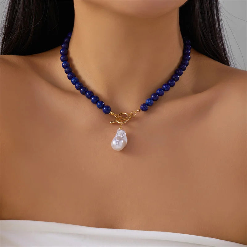 Vintage Pearl Necklace for Women - Elegant Irregular Stone Choker for Weddings, Parties & Gifts