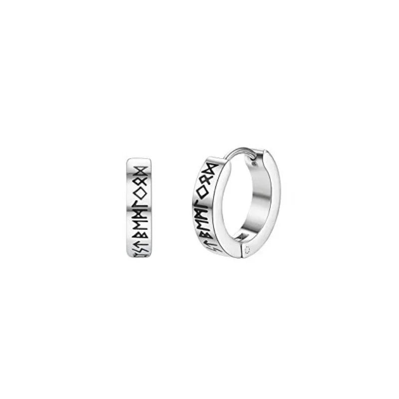 1/6 Pairs 18G Viking Rune Round Stud Earrings — 316L Stainless Steel Cartilage, Tragus & Helix Piercing Jewelry for Men & Women
