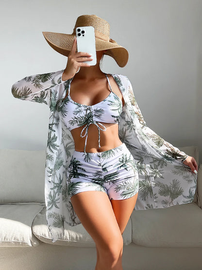 Women’s 3-Piece Push Up Bikini Set - Summer Print Sexy Swimsuit & Beachwear Bathing Suit
